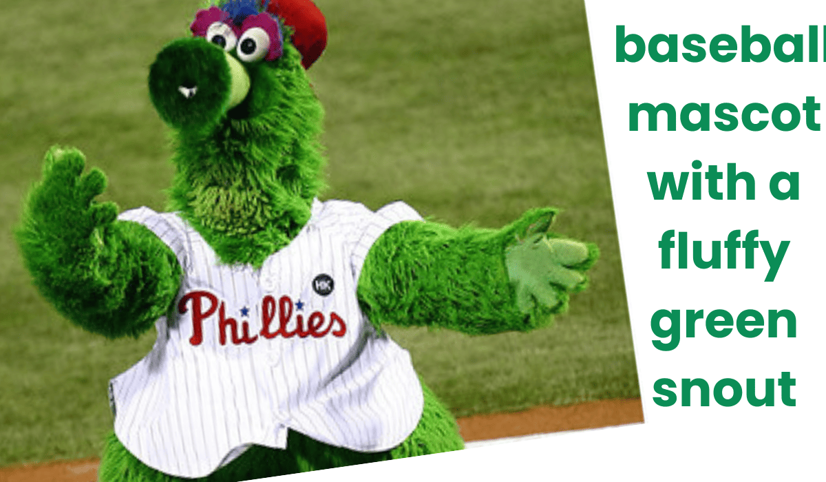 baseball mascot with a fluffy green snout